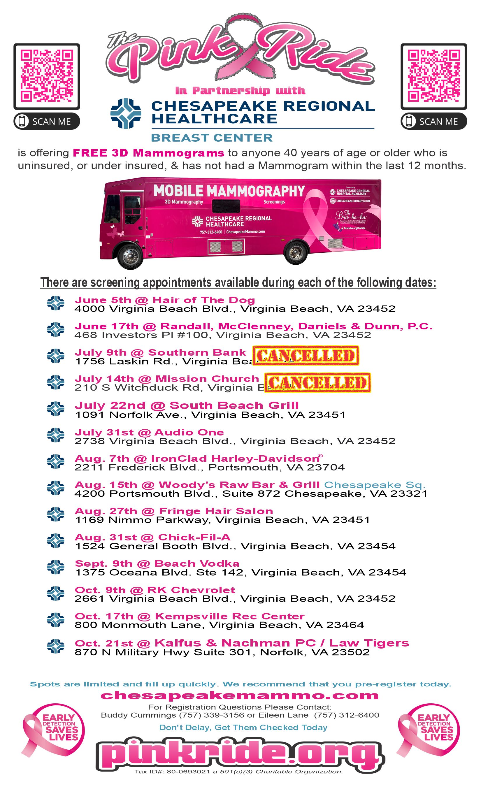 2026 mobile mammography schedule